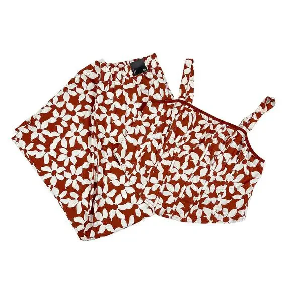 Torrid Corset & Wide Leg Pant Set NWT Size 0 L 12 Amy Floral Roasted Russet Boho - Picture 2 of 12